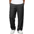 thumbnail image 5 of Yungyresw Men's Solid Linen Casual Pants Breathable Lightweight Athletic Trousers With Multi Pockets Relaxed Fit Work Trousers Black L, 5 of 5