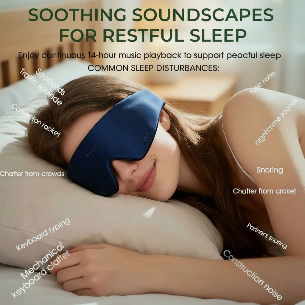 FACEMOON  Wireless Sleeping Headphones Blindfold Soft Washable Bluetooth 5.4 Music Headset Handsfree Call