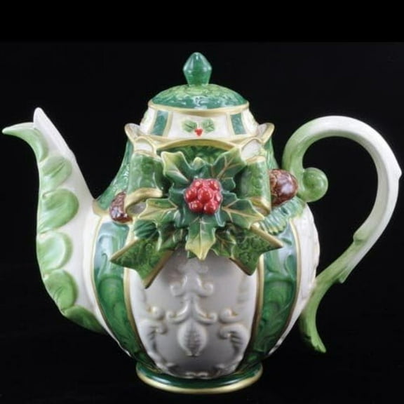 Emerald Holiday Holly Teapot
