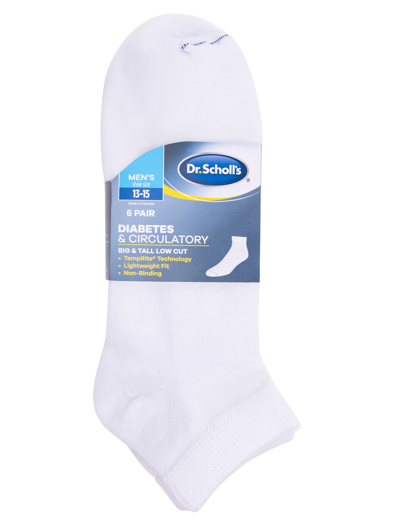 Dr. Scholl's Men's P6 Diabetic Circulatory Lowcut Flat Knit Socks Big & Tall, Size 13-15