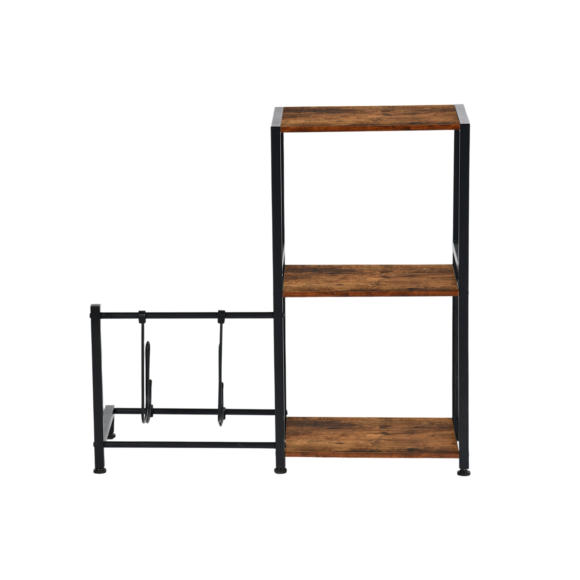 3-Tier End Table with Guitar Stand, 2-Guitar Holder Music Equipment Rack, Storage Shelf for Vinyl Records Audio Gear for Living Room Studio