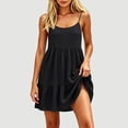 thumbnail image 2 of Tqcoqu Women's Adjustable Spaghetti Strap Backless Dresses,Tiered Ruffle Mini Dress with Pockets,Black Women's S-XXL, 2 of 7