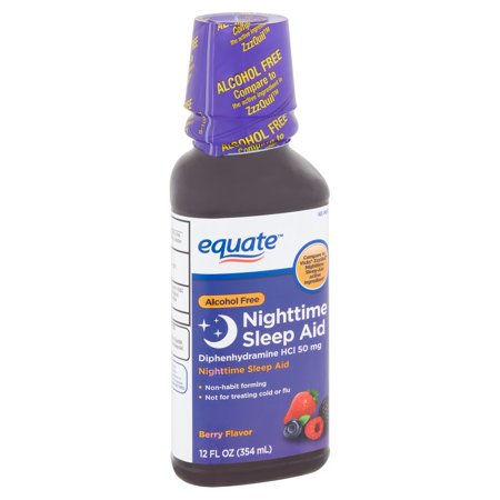 Equate Alcohol Free Berry Flavor Nighttime Sleep Aid, 12 fl (Best Over The Counter Sleep Aid For Insomnia)