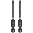 thumbnail image 1 of Uxcell 2pcs T20 Torx Impact Bit de destornillador 1/4" Punta hexagonal 2.6" Largo Magnético Sin agujero, 1 of 7