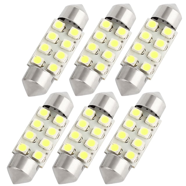 6Pcs 36mm Festón Bombilla Blanca Luz de Techo de Coche 12V CC 8Leds 3528SMD