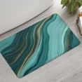 thumbnail image 2 of Teal Gold Marble Wave Pattern Bathroom Rugs Mat,Non Slip Microfiber Bathroom Rug,Rubber Backing,Soft Bathroom Mats for Bathroom Floor,Tub and Shower,17x30in(43x75cm), 2 of 5