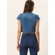 thumbnail image 4 of Chaqueta de mezclilla corta para mujer Chaqueta de mezclilla ajustada con mangas casquillo Azul Medio XL, 4 of 5