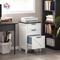 thumbnail image 2 of 3 Drawer File Cabinet with Silent Slides, Vertical Filing Cabinet for Hanging A4/Letter Size, Rustic Farmhouse Printer Stand with Storage for Home Office, Distressed White, 2 of 9