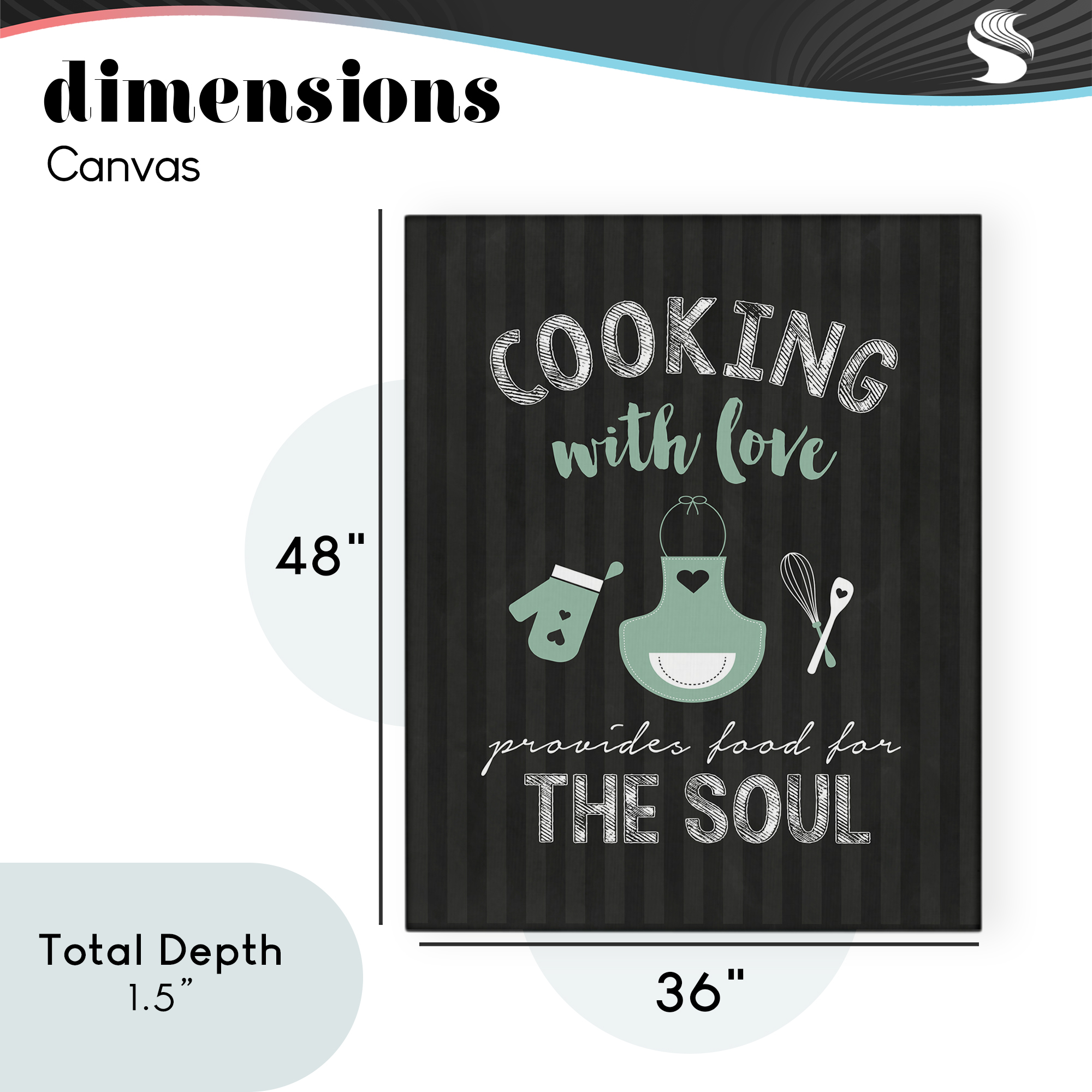 Food For Soul Black & Green Canvas Wall Art, design by Lettered and Lined
