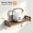 thumbnail image 3 of Floating Shelves for Wall, Set of 4 Solid Wood Wall Mounted Shelves, 16" Rustic Walnut Display Shelf with Reinforced Hardware for Bedroom, Living Room, Bathroom, and Kitchen Decor, 3 of 9