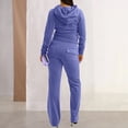 thumbnail image 4 of Conjunto de sudaderas con capucha con cremallera y pantalón de pierna ancha para mujer Conjunto de chándal informal de terciopelo de color sólido, 4 of 9