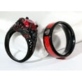thumbnail image 6 of Matching Skull Rings Couple Ring Gold Plated Red 1CT CZ Women Wedding Ring Set Male Ring, 6 of 7