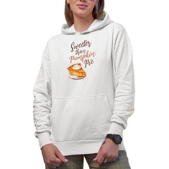 Sweeter Than Pumpkin Pie with Realistic Painting Art Merch Gift, White Hooded Sweatshirt or Hoodie, Small