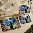 thumbnail image 5 of Cute Cat Shower Curtain Set, 4-Piece Bathroom Decor Set with 72" x 72" Shower Curtain, Toilet Cover Mat, U-Shaped Mat, Non-Slip Floor Mat, 5 of 7