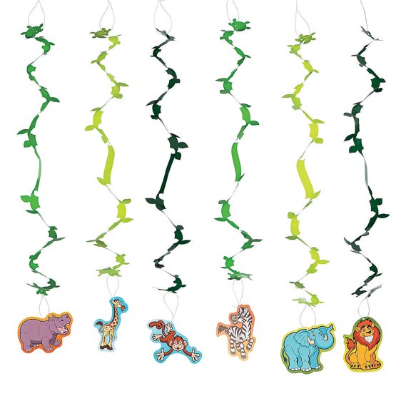 Zoo Adventure Hanging Swirls - Party Decor - 12 Pieces