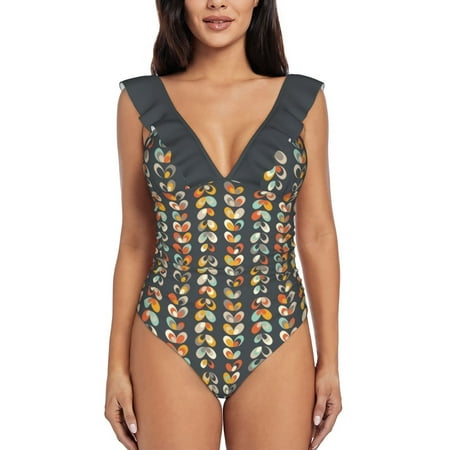 Retro Seasons 02 Winter Dreams Women Ruffle One Piece Swimsuit Sexy Bodysuit Monokini Swimwear Bathing Suit 60S 70S Floral