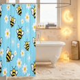 thumbnail image 3 of Erosebridal Bohemian Bug Bee Shower Curtain 72Wx72L,Retro Floral Bathroom Curtain,Blue White, 3 of 5