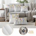 thumbnail image 6 of Spring Floral Pillow Covers 2 Pack Watercolor Yellow Purple Flowers Green Leaf Rustic Pillowcase Waterproof Outdoor Throw Pillow Cover for Patio Garden Square Cushion 26”x26”, 6 of 9