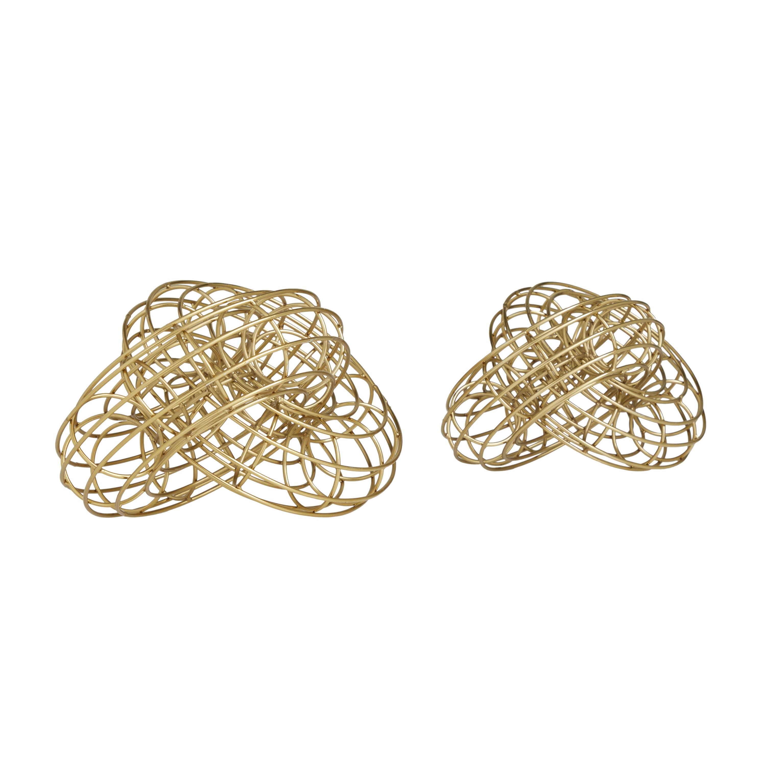 12"W, 7"H Gold Metal Wire Chain Sculpture, by DecMode (2 Count)
