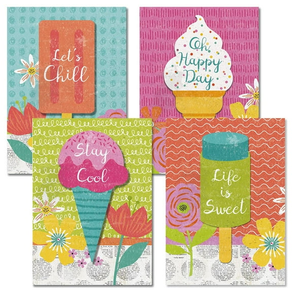 Current Let's Chill Birthday Cards by Suzanne Nicol - Set of 8 (2 Each, 4 Designs)