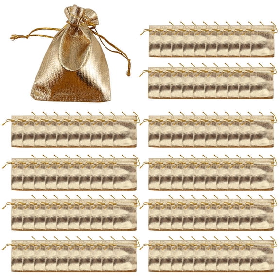 100Pcs Gold Foil Organza Bag Candy Gift Bags Wedding Favor Pouch Gift Packaging Bags