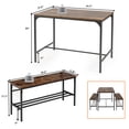 thumbnail image 4 of Chak’s Choice 3-Piece Dining Set: Combination table with two benches. Space-saving dining set ideal for compact spaces. Brown., 4 of 5