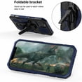 thumbnail image 3 of Military Grade Hybrid Armor Case with Integrated Belt Clip and Kickstand for iPhone 13 - Navy Blue, 3 of 11