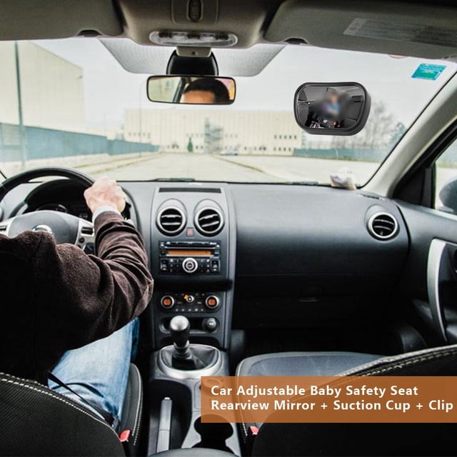1 Espejo de Seguridad Ajustable Para Asiento Trasero de Bebé y Niño Con Clip de Ventosa, Espejo Negro para Bebé, Espejo de Coche para Bebé, Espejo de Seguridad para Niada,
