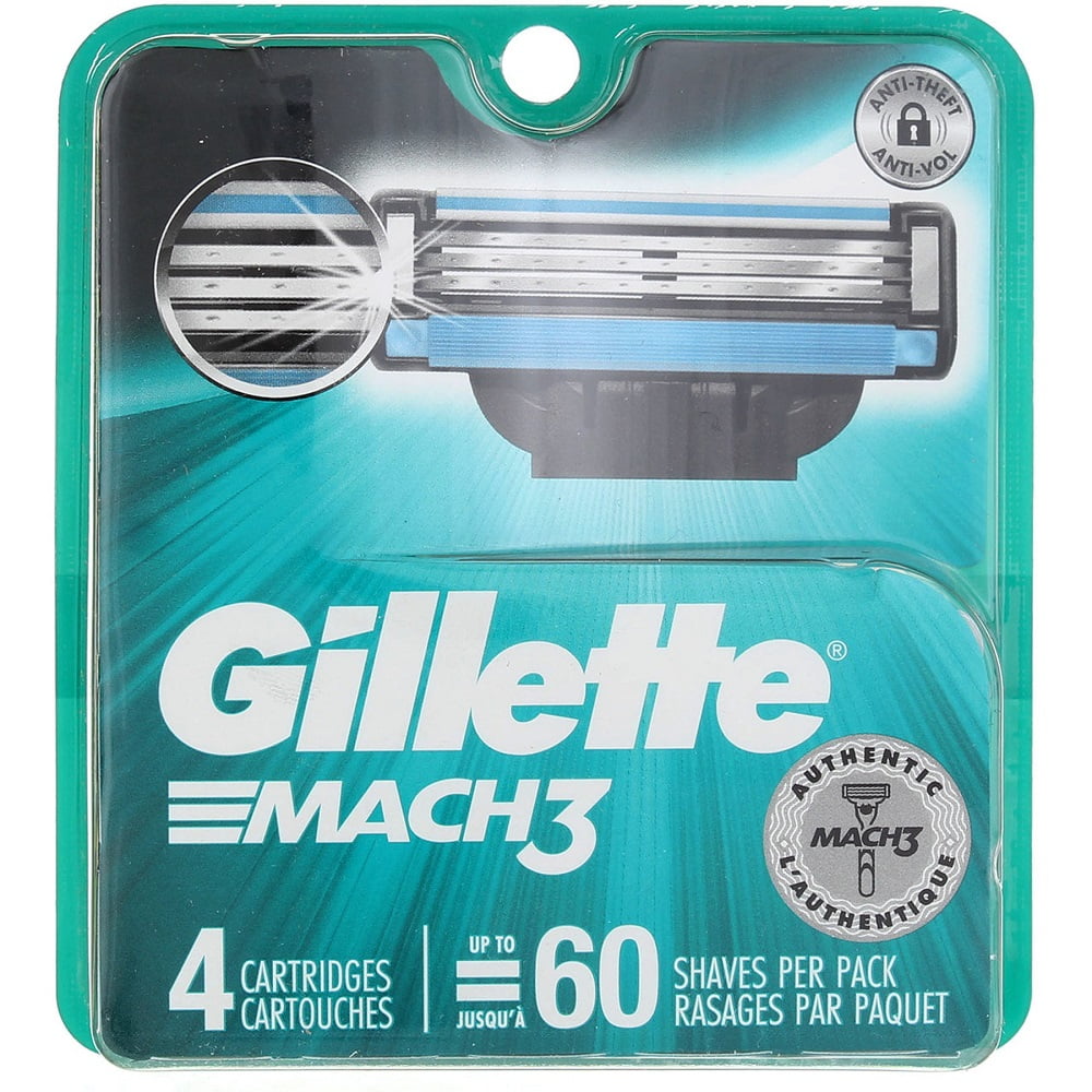 Gillette Mach3 Razor Blade Cartridges With Microfin Skin Guard 4 Count ...