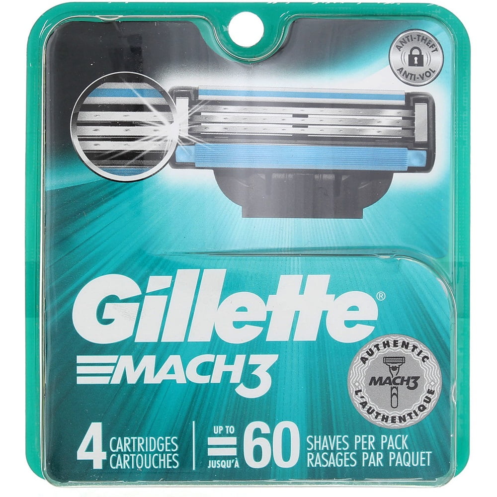 Gillette Mach3 Razor Blade Cartridges With Microfin Skin Guard 4 Count