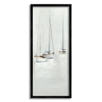 Stupell Industries Grey Sailboats Trio Transportation Painting Black Framed Art Print Wall Art, 10 x 24