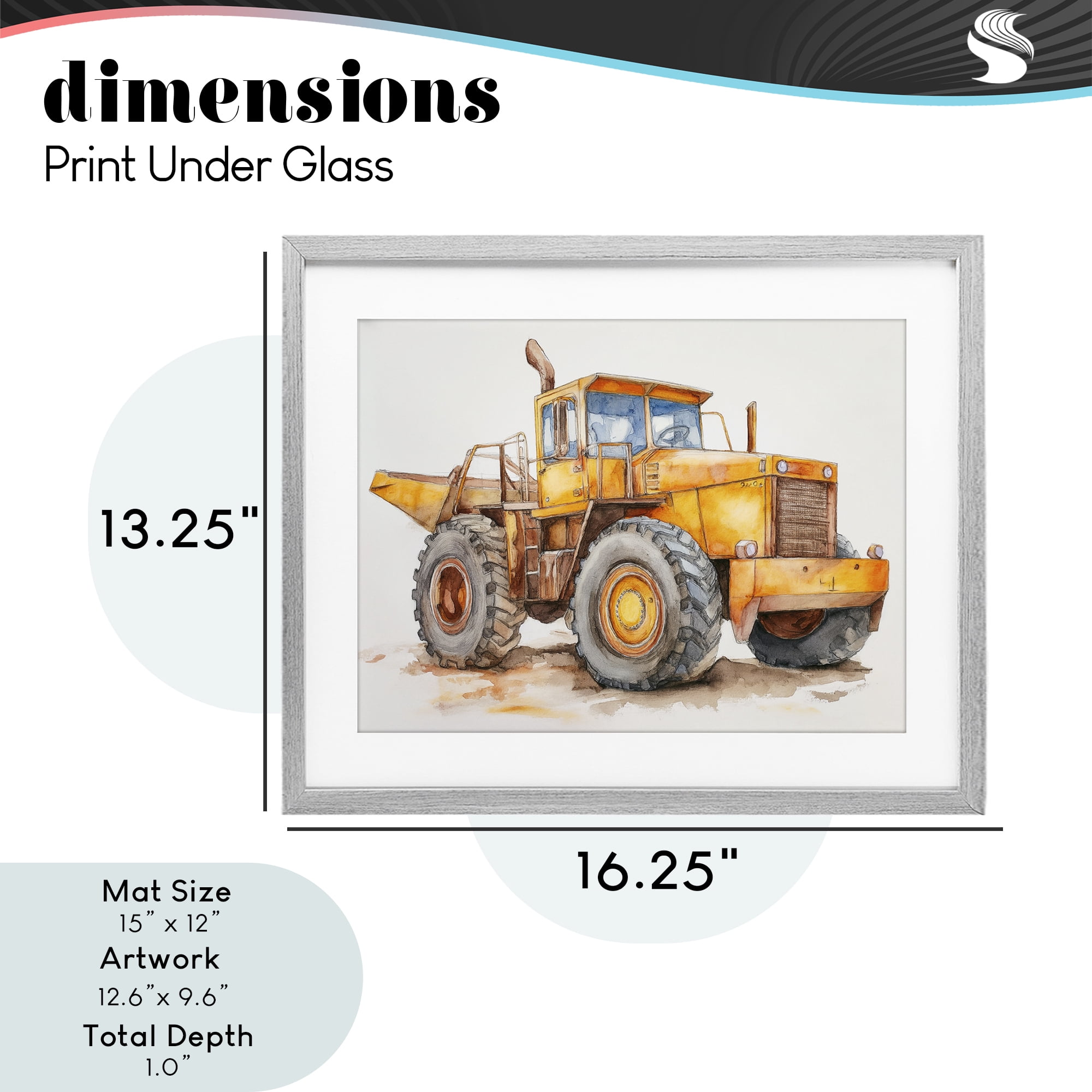 Stupell Industries Construction Truck Whimsicality Gray Framed Print Under Glass, design by Steve Hunziker