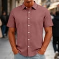 thumbnail image 2 of Trgacdwlo S-5XL Pink Button Up Shirt Men Collared Short Sleeve Dress Shirts for Men Big and Tall Summer Vacation Business Casual Shirts for Men, 2 of 7