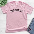 thumbnail image 2 of Kids Indoorsy Shirt, Youth Kids Boy Girl T-Shirt, Homebody Introvert Tee, Stay Home Social Distance Quarantine, Light Pink, Medium, 2 of 4