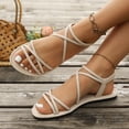 thumbnail image 4 of KEGIRLOM Women's Fashionable Casual Flat Strappy Roman Beach Shoes Plus Size Spring/Summer Style Trendy And Comfortable Sandals. Beige 9, 4 of 6