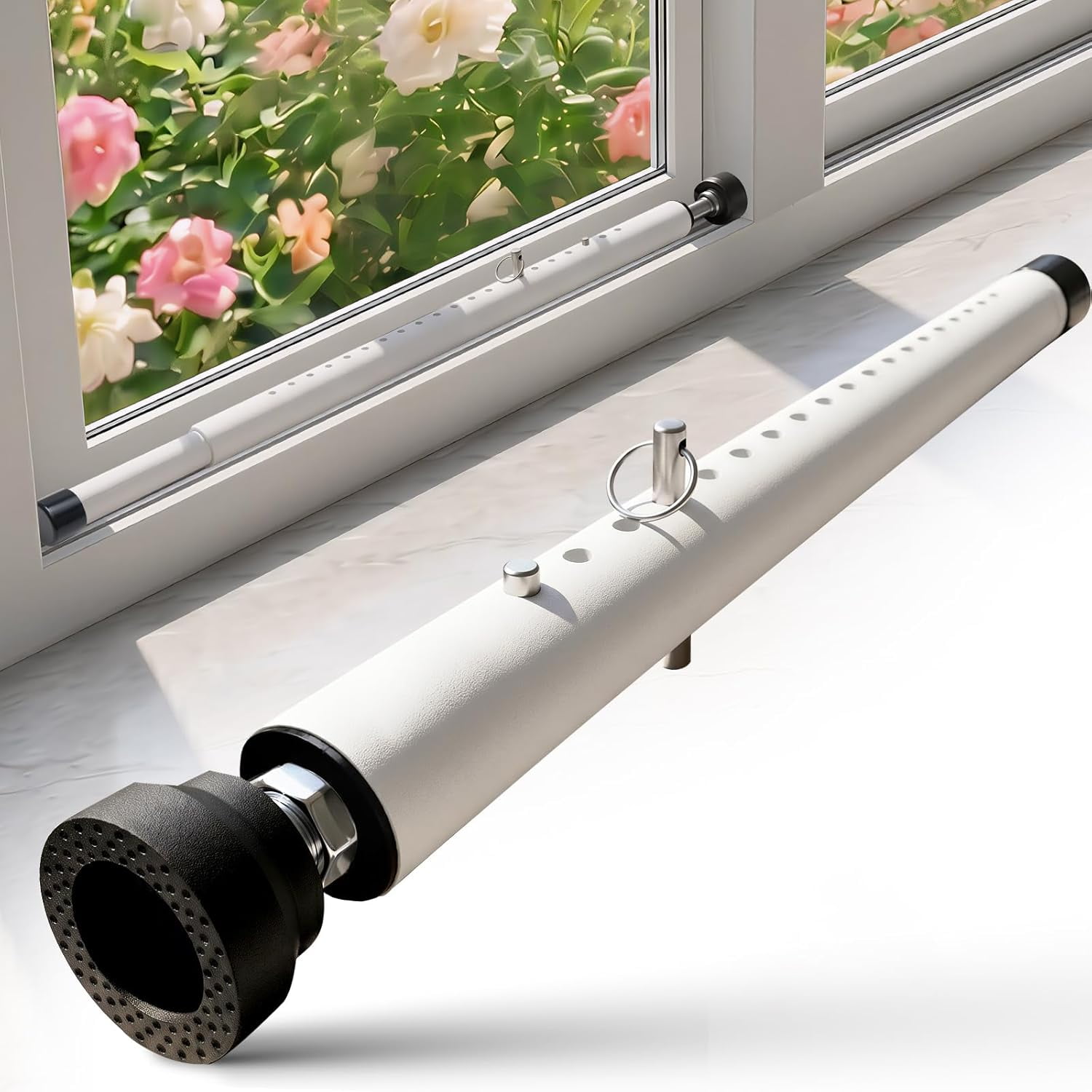 Sliding Door Security Bar 18"-51", Adjustable Sliding Door Lock Security Bar, Window Inside for Sliding Glass Door Home Apartment Safety, Burglar Proof - White