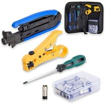 KOTTO Coax Cable Crimper Kit, Adjustable Hand Tool Crimper & Stripper