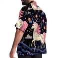 thumbnail image 3 of Starry Unicorn Men's Spread Collar Poplin Beach Shirts - Casual Printed Button Down Short Sleeve Summer Tops for Unisex, 3 of 6