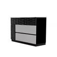 thumbnail image 5 of 5 Pc Modern Bedroom Set, California King LED Bed, Nightstand Dresser Mirror & Chest, Lacquer Finish, Black/Gray, 5 of 10