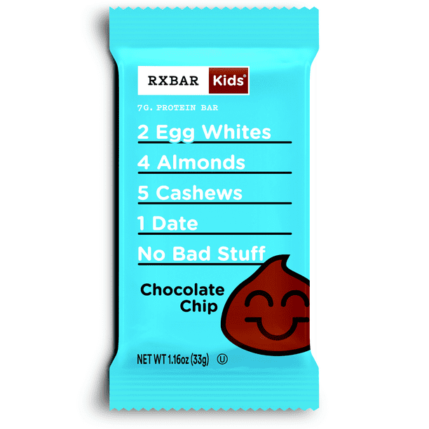 RXBAR Kids Chocolate Chip Whole Food Protein Bar, Gluten Free, 16 Ct