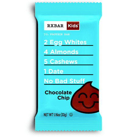 RXBAR Kids Whole Food Protein Bar, Chocolate Chip, 1.16oz Bars, 16