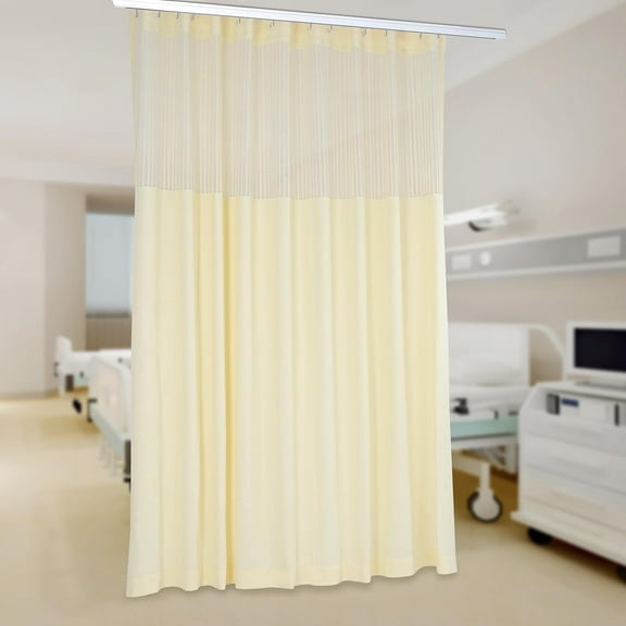 Room Divider Curtain 15ft Wide x 8ft Tall, Hospital Curtains Room Divider, Cubicle Curtains Divider Privacy Medical Curtains for Hospital, Medical Clinic, Lab, Beige