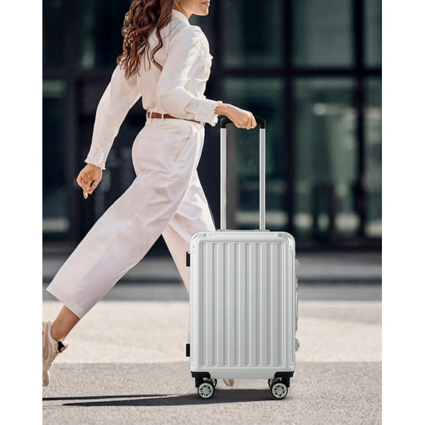 yucou　シルバー5 ホワイト5 YOETEY Carry on Luggage, Hardside Luggage Zipperless Suitcase with