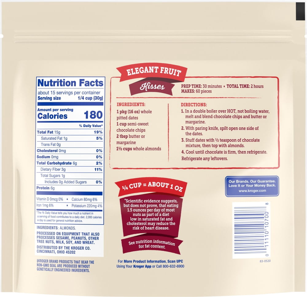 Kroger Whole Almonds 16 oz - 5 Pack