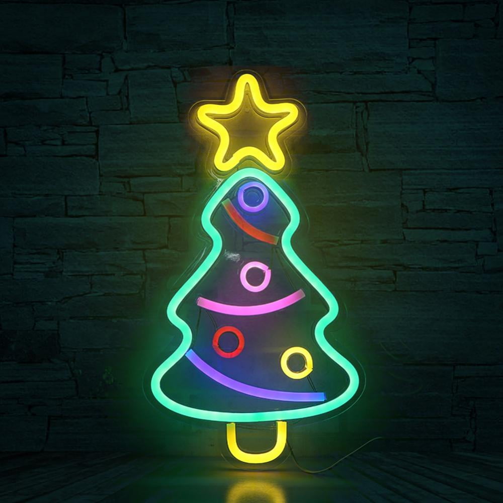 Neon Sign Christmas Tree, Neon Lights LED Signs, Acrylic Neon Signs for
