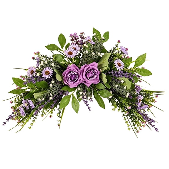 Elapind Artificial Daisies Spring Summer Rose with Green Leaves for Wedding Home Garden Front Door Wall Table Centerpiece Decor,White