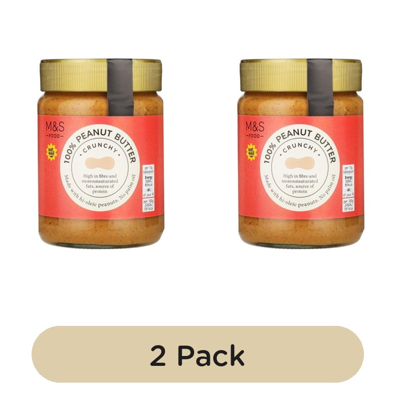 M&S 100% Crunchy Peanut Butter 340g, British Import (Pack of 2)