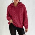 thumbnail image 6 of XUNKUSGA Womens Fuzzy Hoodies Classic Solid Color Textured Jacquard Fleece Pullover Top with Drawstring Hood Comfy Cozy Oversized Winter Warm Coat L, 6 of 8