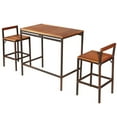 thumbnail image 2 of Gymax 3PCS Patio Bar Set Dining Set Outdoor Furniture Set w/ Wooden Tabletop, 2 of 10