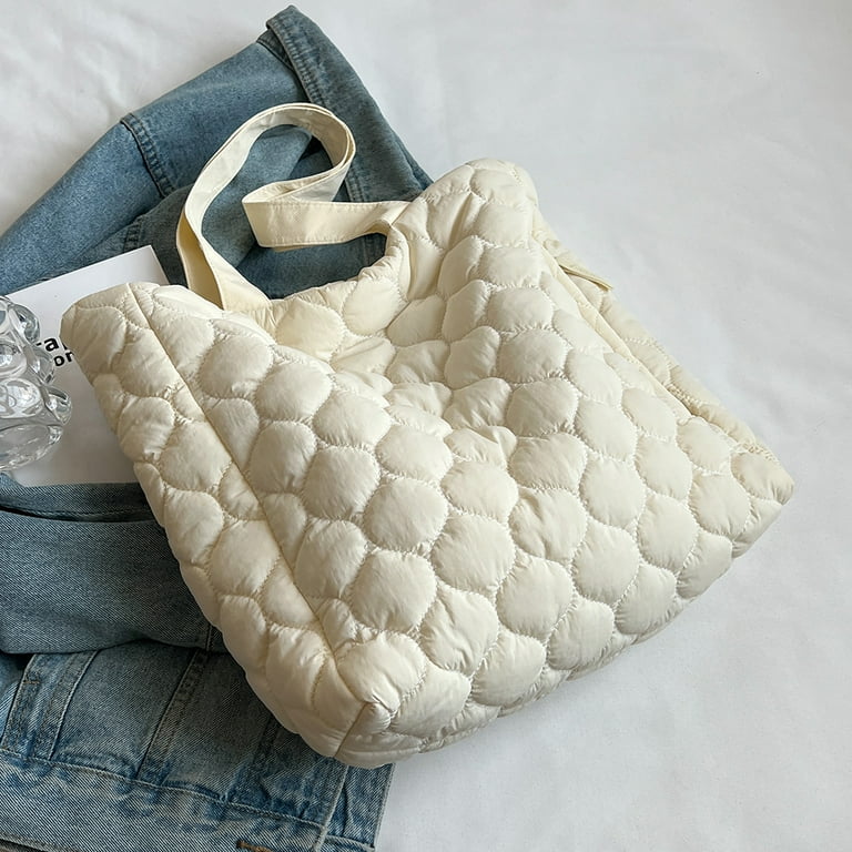 Casual Drawsting Padded Women Shoulder Bags Nylon Quilted